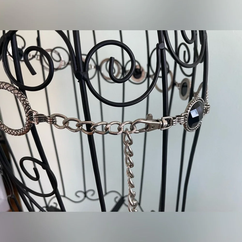 Silver and black Festival chain / festival belt